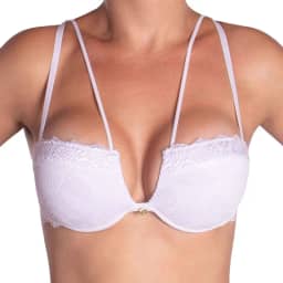 Sutiã strappy com decote em V e renda Nayane Rodrigues