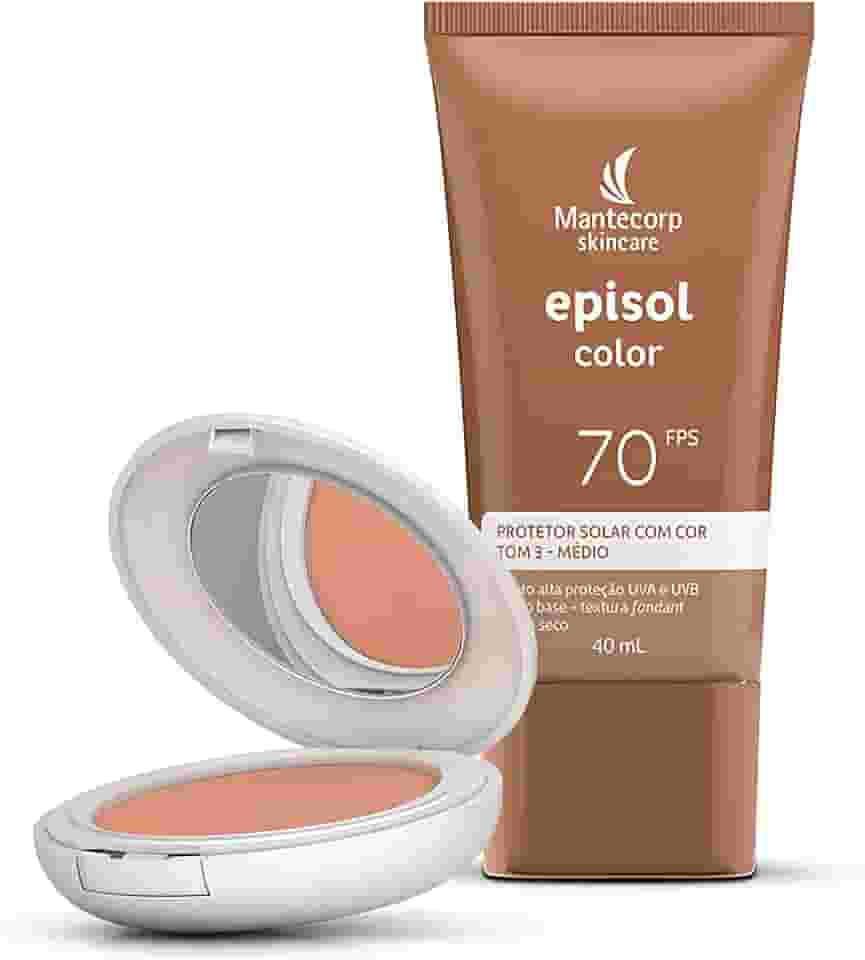 Kit Mantecorp Skincare Episol Color Protetor Solar Fps 70 40ml + Protetor Solar Pó Compacto Fps 50 10g Tom 3 Médio