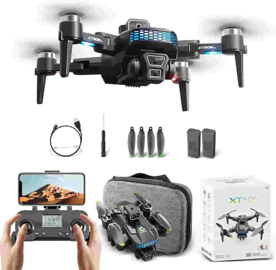 Drone XT505 com GPS, Câmera HD, Wi-Fi, Alcance de 1200m, 2 Baterias de 3,7V/2000mAh, Retorno Automático