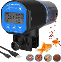 Alimentador automático de peixes Lukovee, visor de tempo de alimentação de nova geração, temporizador recarregável USB à prova de umidade aquário ou tanque de peixe, dispensador de alimentos com grande capacidade de 200 ml para férias de fim de semana