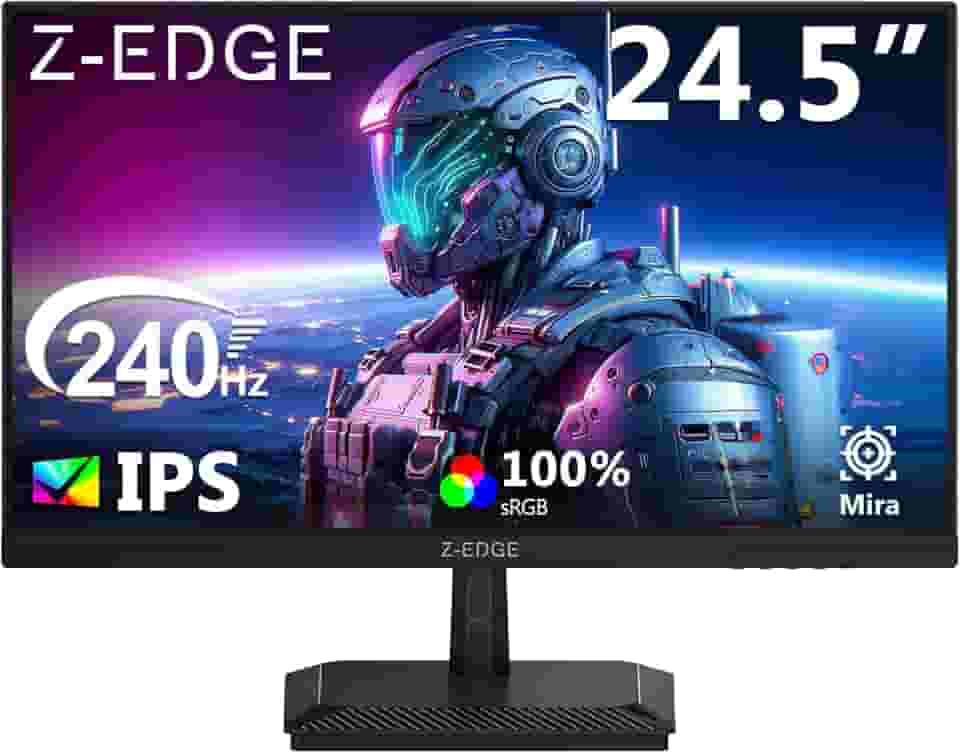 Monitor gamer Z-Edge de 24,5 polegadas e 240 Hz, painel IPS MPRT de 1 ms, monitor LED Full HD, brilho de 350 cd/m², FreeSync, HDMI e DisplayPort