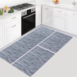 Kit Tapete de Cozinha 3 peças com Passadeira e Tapetes Antiderrapantes (Mesclado Cinza)