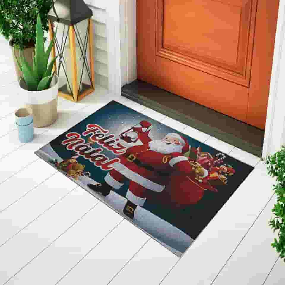 Capacho De Porta Divertido e Criativo Tapete Decorativo - Feliz Natal Presente Ca685