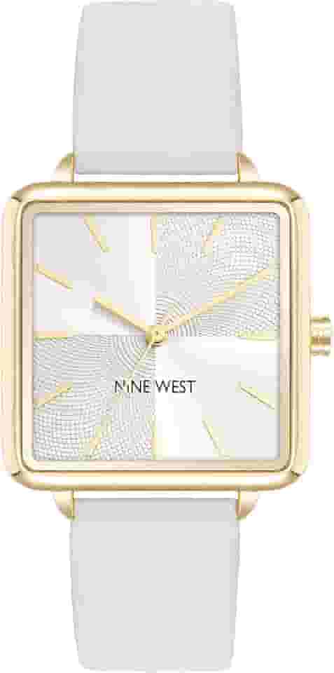 Relógio feminino Nine West, couro sintético, branco