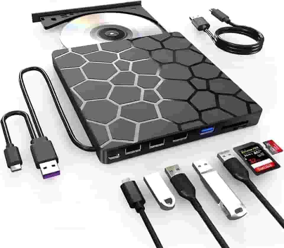 7 Em 1 Gravador Leitor Cd DVD Externo USB 3.0 Pc Notebook DVD Players SD TF Flash Disk Leitor de cartões