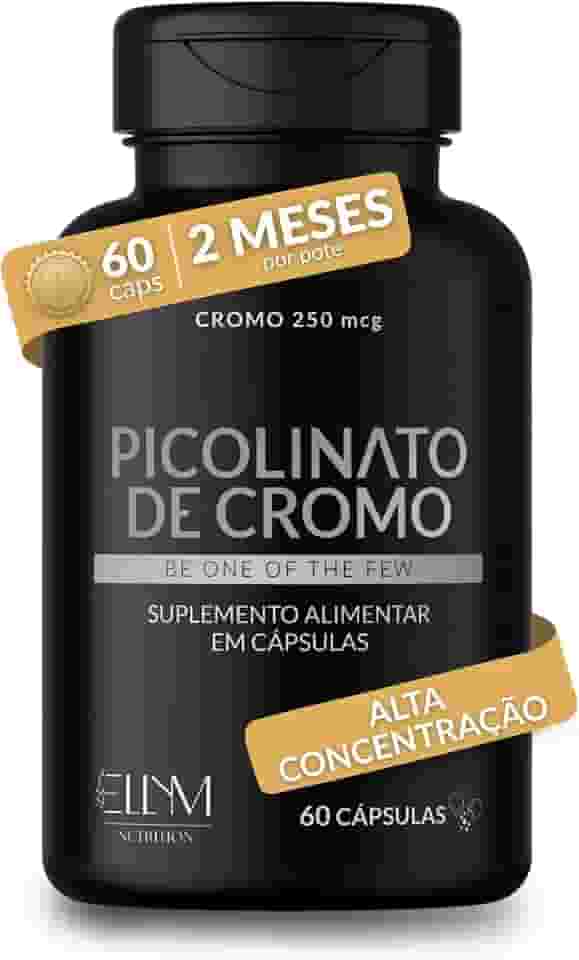 Picolinato De Cromo 250mcg Puro 60 Cápsulas Ellym Nutrition Alta Concentração 2 Meses Auxilia No Metabolismo De Proteínas, Carboidratos E Gorduras
