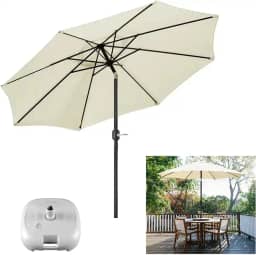 Ombrelone com Base para Piscina 3 metros guarda sol Articulado Com Manivela Maresias Bege - AMZ