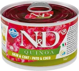 N&D Quinoa Ração Úmida para cães Adultos Pele e Pelagem para Cães Adultos Sabor Pato e Coco 140g