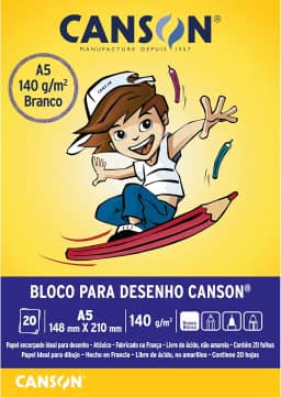 Bloco desenho branco A5 140g - com 20 folhas - Canson