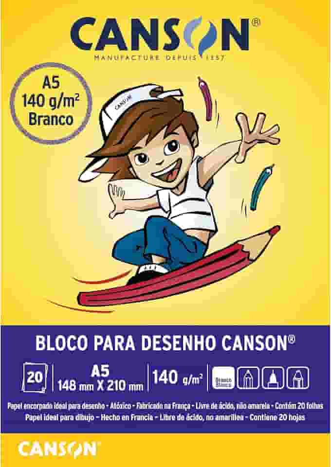 Bloco desenho branco A5 140g - com 20 folhas - Canson