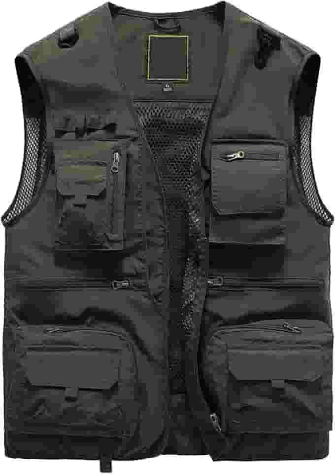 Colete masculino de verão para trabalho ao ar livre com vários bolsos para fotografia de pesca fina