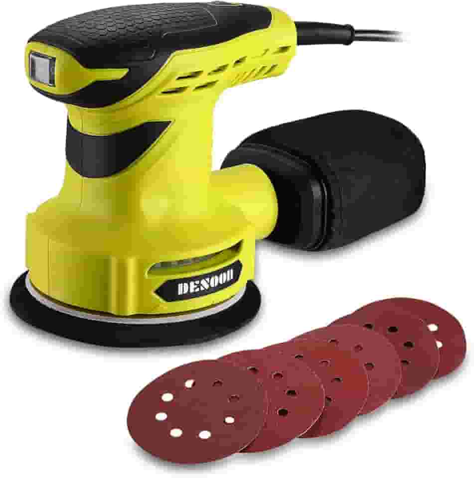 Lixadeira Orbital Profissional Elétrica 300W 220V com Coletor de Pó 6 Velocidade Variável 6pcs Lixas 7000-14000RPM Diâmetro 125mm para Madeira Metal e Pintura