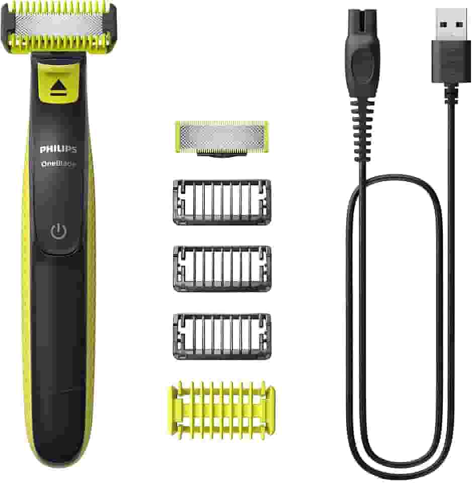 Aparador e Barbeador Elétrico de Pelos Philips OneBlade com 4 pentes QP2824/10 À prova d’água - Bivolt