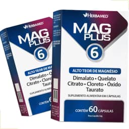 Kit 02 MagPlus 6 Herbamed 60 Cápsulas – 6 Fontes de Magnésio (Quelato, Dimalato, Citrato, Cloreto, Taurato e Óxido) para Absorção, Energia e Relaxamento