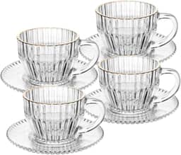 WOLFF - Conjunto 4 Xícaras de Chá de Cristal com Fio de Ouro Imperatriz 220ml