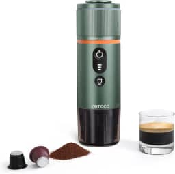 COTGCO Máquina de café expresso portátil: Máquina elétrica de expresso de viagem pequena de 12 V - autoaquecimento 8 xícaras alimentada por bateria compatível com cápsula Nespresso