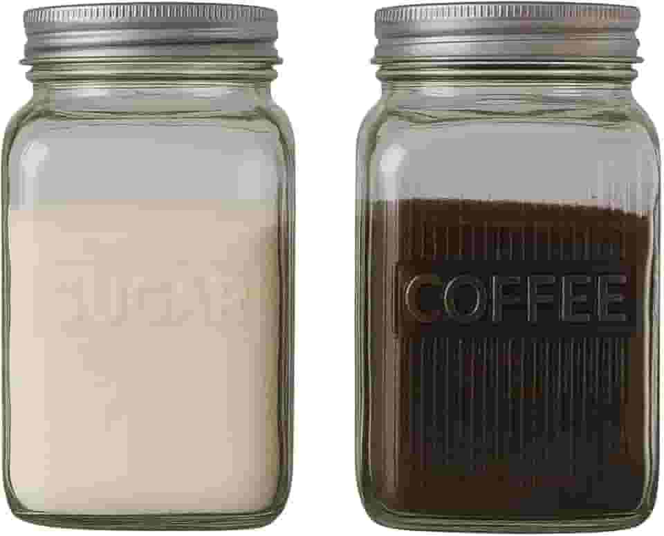 Conjunto de Potes para Café e Açúcar, 1,3L, Vidro com Tampa, 18 cm x 8,5 cm Lehaví