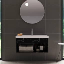 Gabinete para Banheiro com Cuba 100% MDF Preto Zoff Riverzza