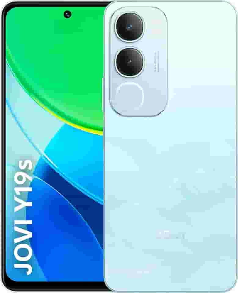 Smartphone Celular JOVI Y19s 256GB, 8GB RAM (4GB + 4GB Expansiva), Câmera Dupla 50MP, Tela 90Hz, Bateria 5500mAh, Carregamento Rápido 15W, Unisoc T612 Octa-Core 1.8GHz, IP64, Android 15, Azul Glacial