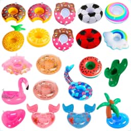 Kit 10 Boia Porta Copos Para Piscina Boia Inflável Piscina Vários Formatos Lelor