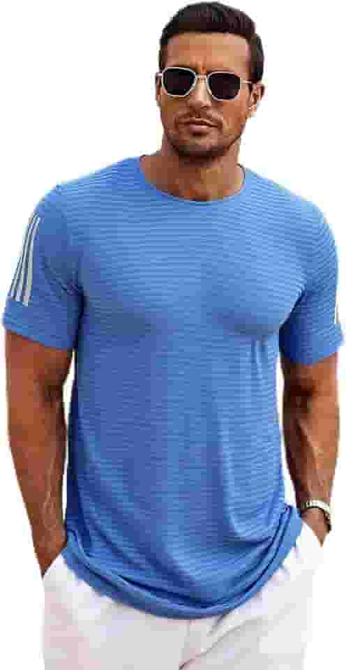 Camiseta masculina de manga curta leve casual respirável para academia, treino e uso diário