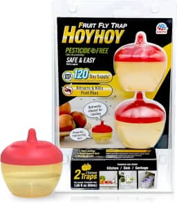 HOY HOY Armadilha para moscas de frutas – 2 armadilhas (1 pacote) – atrai e mata moscas da fruta, suprimento de 120 dias, isca poderosa de ação rápida, funciona muito bem na cozinha, pia e garagem