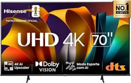 Hisense Smart TV UHD 4K DLED 70" Polegadas 70A6N com HDR10+ Dolby Vision Game Mode Controle por Voz Alexa Built-In AirPlay