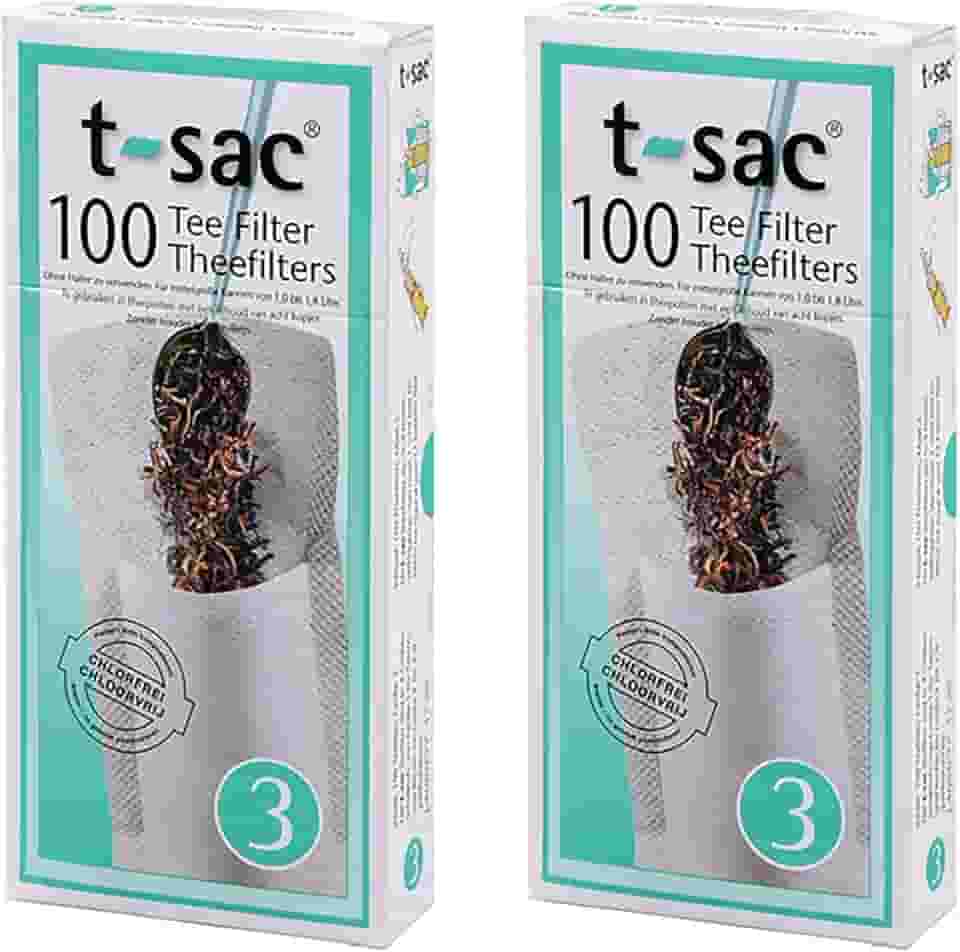 T-Sac Sacos de filtro de chá, infusor de chá descartável, tamanho 3, capacidade de 3 a 8 xícaras, conjunto de 200