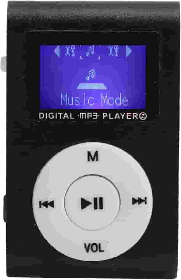 MP3, suporta bateria de longa duração, cartão de memória de 32 GB, visor LCD, clipe traseiro, MP3 Player, jogo para caminhada, esportes, corrida (preto)