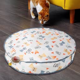 Brinquedo interativo para gatos, brinquedo de caça interativo divertido simulado brinquedo de caça reutilizável bola de rolamento rápido no tapete de brincar bola de brinquedo portátil para gatos sob
