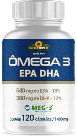 Ômega 3 - EPA 540mg | DHA 360mg - Puro -120 Cápsulas - Sunflower