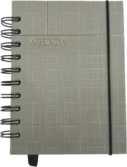 Agenda Permanente Capa Dura Espiral, 160 folhas, Com Elástico, Sem data, Marcador de Página. 14X10 cm.