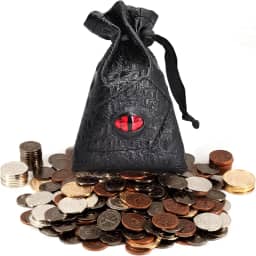 Conjunto de 60 moedas de metal DND com bolsa de couro – fichas de jogos, tesouro pirata, acessórios e adereços para jogos de tabuleiro, Dungeons and Dragons, RPGs de mesa e LARP