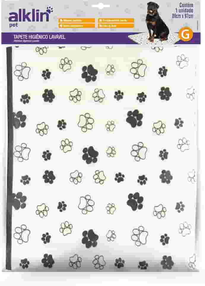 Tapete Higiênico Pet Reutilizável para Cães, Alklin Pet, Branco com Borda Preta, Tamanho G
