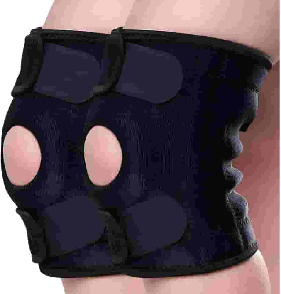 Kit 2 Joelheiras Par Compressão Ortopedica Articulada 3 Faixas Patelar Reforçada Dores na Perna