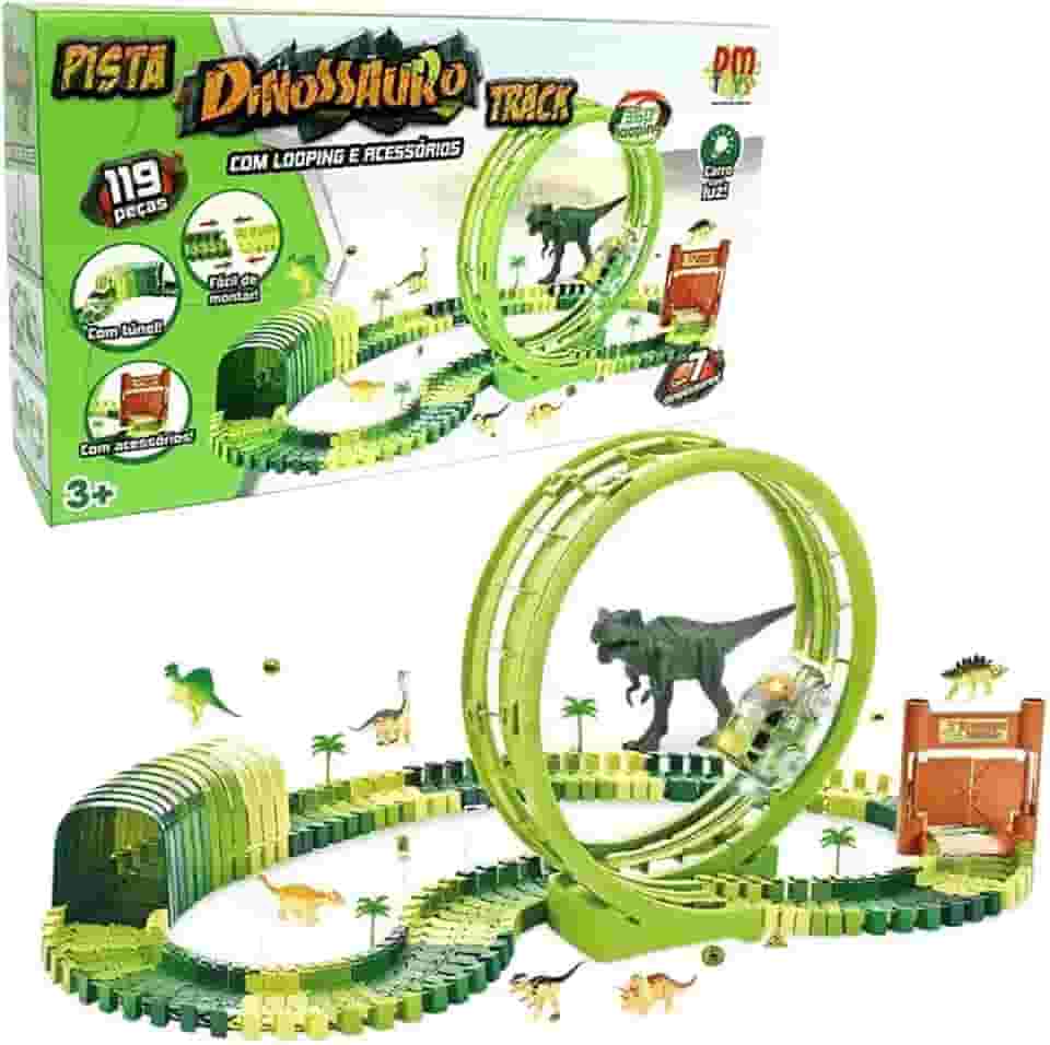 Pista Dinossauro Track com Looping e Acessórios 119 Peças + Carrinho, DM Toys, DMT6132