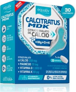 EQUALIV Calcitratus - Citrato Malato de Cálcio + MDK - Suplemento Alimentar em Comprimidos - Biodisponibilidade e Alta Absorção - Zero Açúcares, Glúten e Lactose - 30 Comprimidos