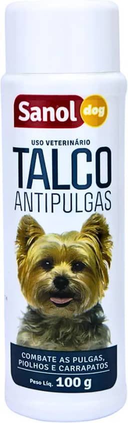 Sanol Dog Talco Para Pêlos De Cães Antipulgas 100 G Branco