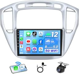 Rádio estéreo de carro para Highlander 2000 2001-2007: 1280 x 800 tela sensível ao toque IPS de 9 polegadas com WiFi 5G sem fio Carplay Android Câmera de backup automática GPS Bluetooth SWC FM Mirror