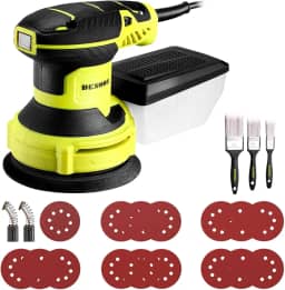 Lixadeira Profissional 350W Orbital Elétrica Lixamento 127V com Coletor de Pó Removível 3 escovas Velocidade Variável 125mm para Lixamento em Madeira e Metal