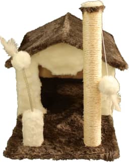 Arranhador Casa Gato Toca Cama Brinquedo Sisal Creme