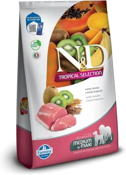 N&D Tropical para Cães Adultos de Raças Médias e Grandes Sabor Suíno, Cereais e Frutas Tropicais 12Kg