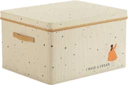 Caixa Organizadora com Tampa Dobrável, Armazenamento para Armário e Debaixo da Cama, Empilhável, Tecido Não Tecido (Bege)