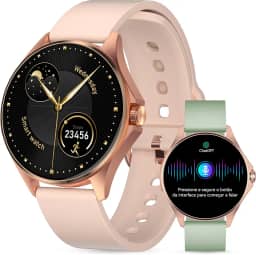 Smartwatch Feminino Relógio Inteligente com IA Chatgpt, 1.32’’ AMOLED,iOS Android, IP68 Água, Frequência Cardíaca, Monitor de Sono, 100 Esportes, 2 Pulseiras