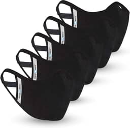 Safe+Mate x Case-Mate – Máscara de tecido – Lavável e Reutilizável – Adulto P/M – Algodão – Com Filtro – Pacote com 5 – Preta