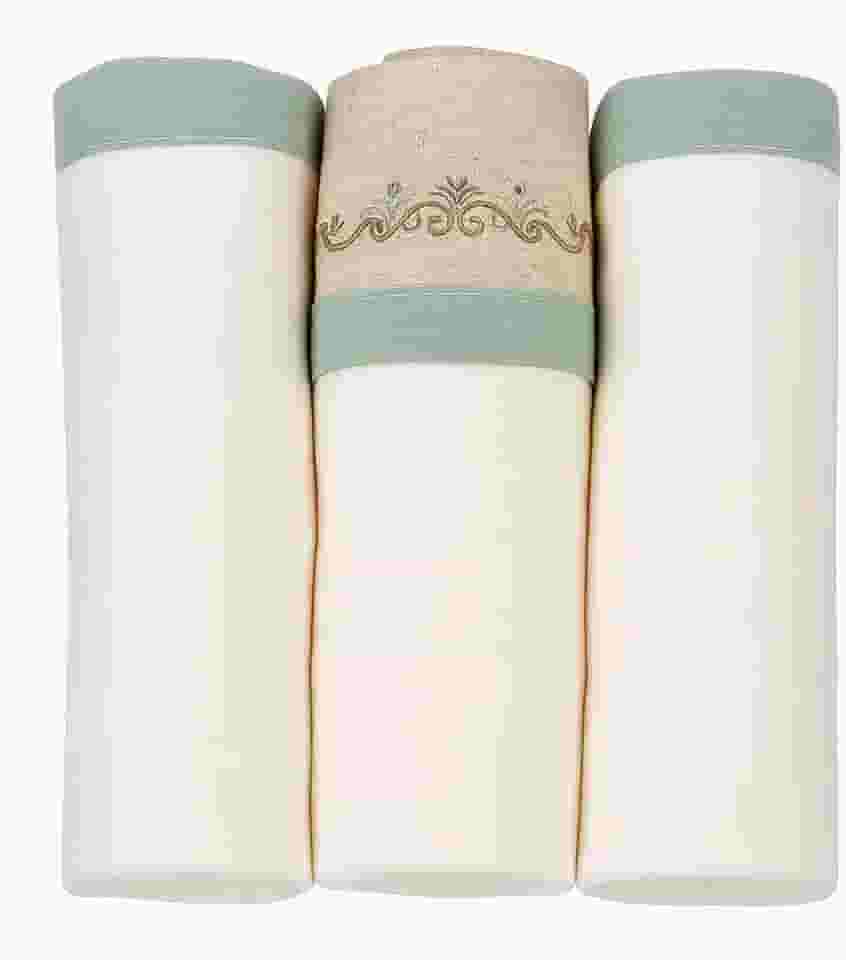 Cueiro para Bebê 100% Algodão Kit com 3 Unidades 80x80cm | Tecido Suave e Respirável | Ideal para Enxoval, Maternidade, Naninha e Proteção Diária (Creme/Verde)