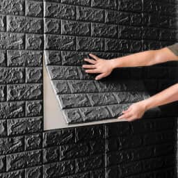 Kit 20 Placas 3D Tijolinho Preto 70x77cm Auto Adesivo Espuma Revestimento de Parede