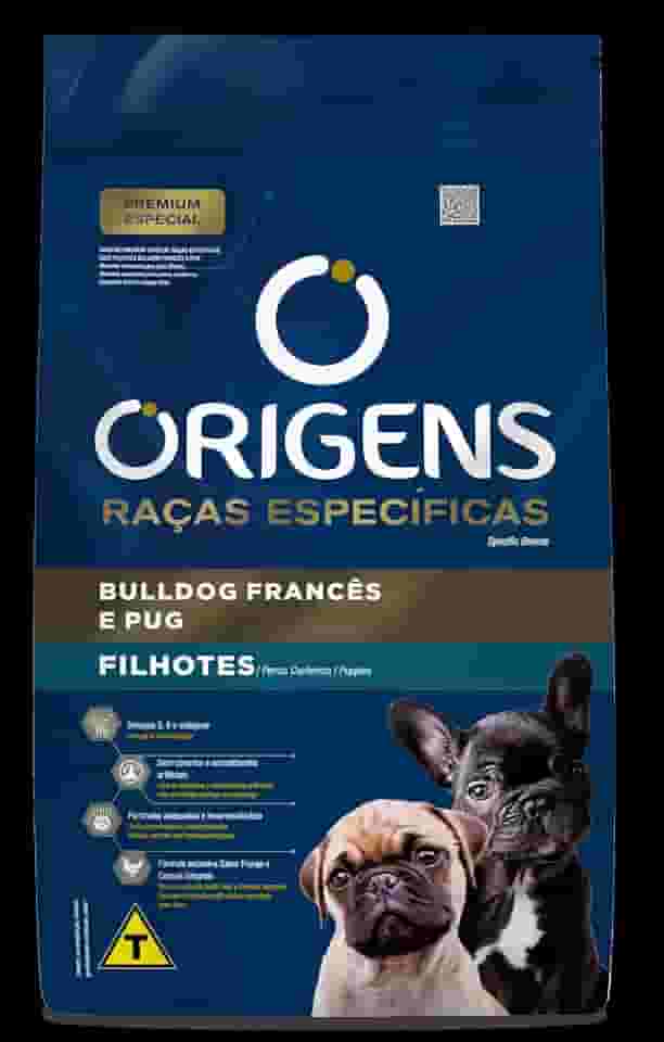 Adimax Ração Origens Raças Especificas Para Bulldog Francês E Pug Filhotes - 10 1Kg 13Mm Cada Grão