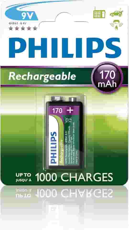 Bateria Recarregável Philips 9v 170mAh 9VB1A17 Microfone Violão Original Ni-Mh