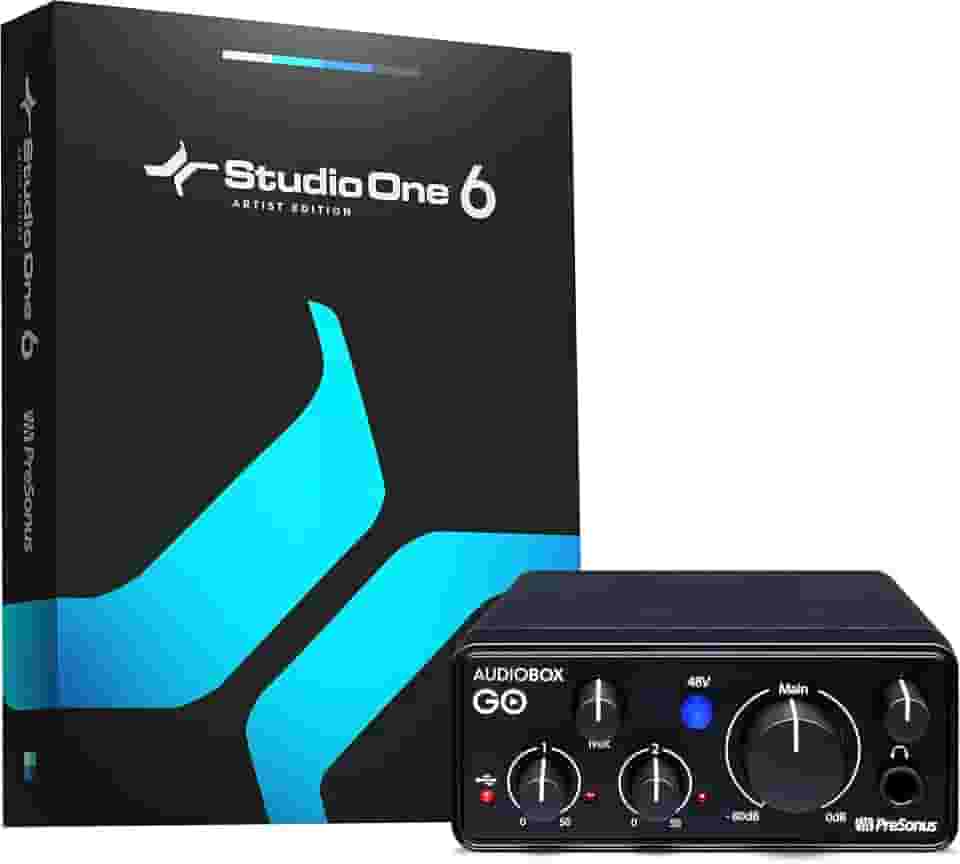 PreSonus AudioBox GO | Interface de áudio USB-C para produção musical com o software de gravação Studio One DAW, tutoriais de música, amostras de som e instrumentos virtuais